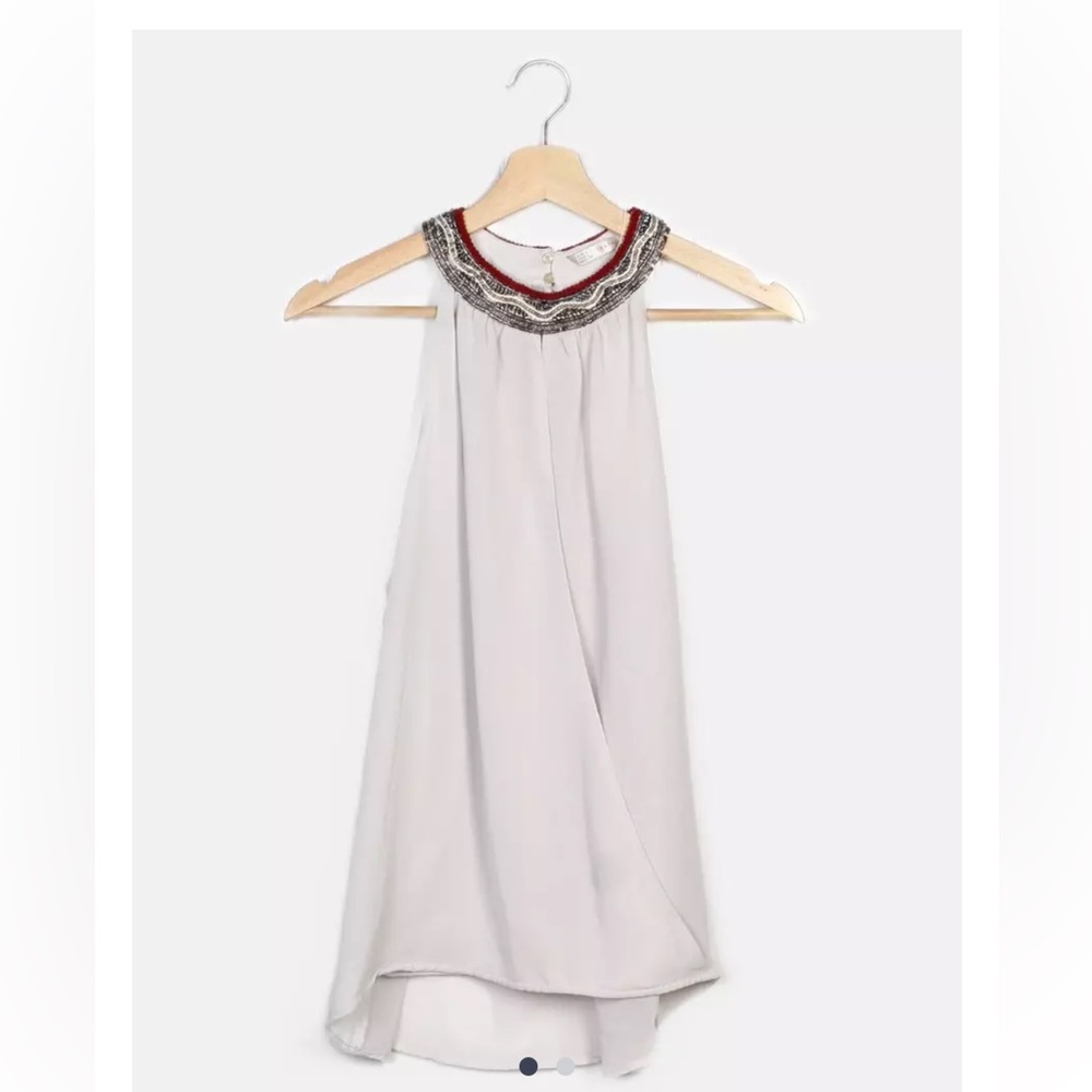 Zara jeweled halter neck sheer top - small